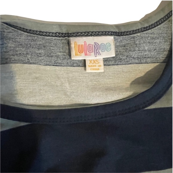 Lularoe Carly Swing Dress- Gray and Blue Stripe xxs - Picture 6 of 7